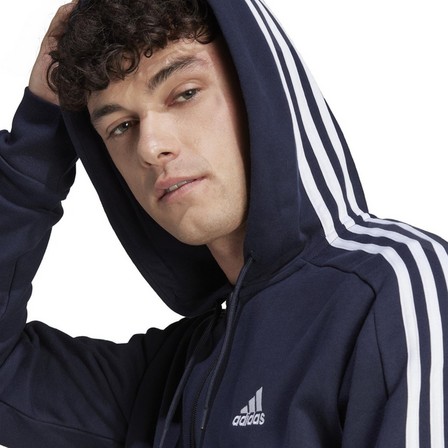 Men Essentials French Terry 3-Stripes Full-Zip Hoodie, Navy, A701_ONE, large image number 6