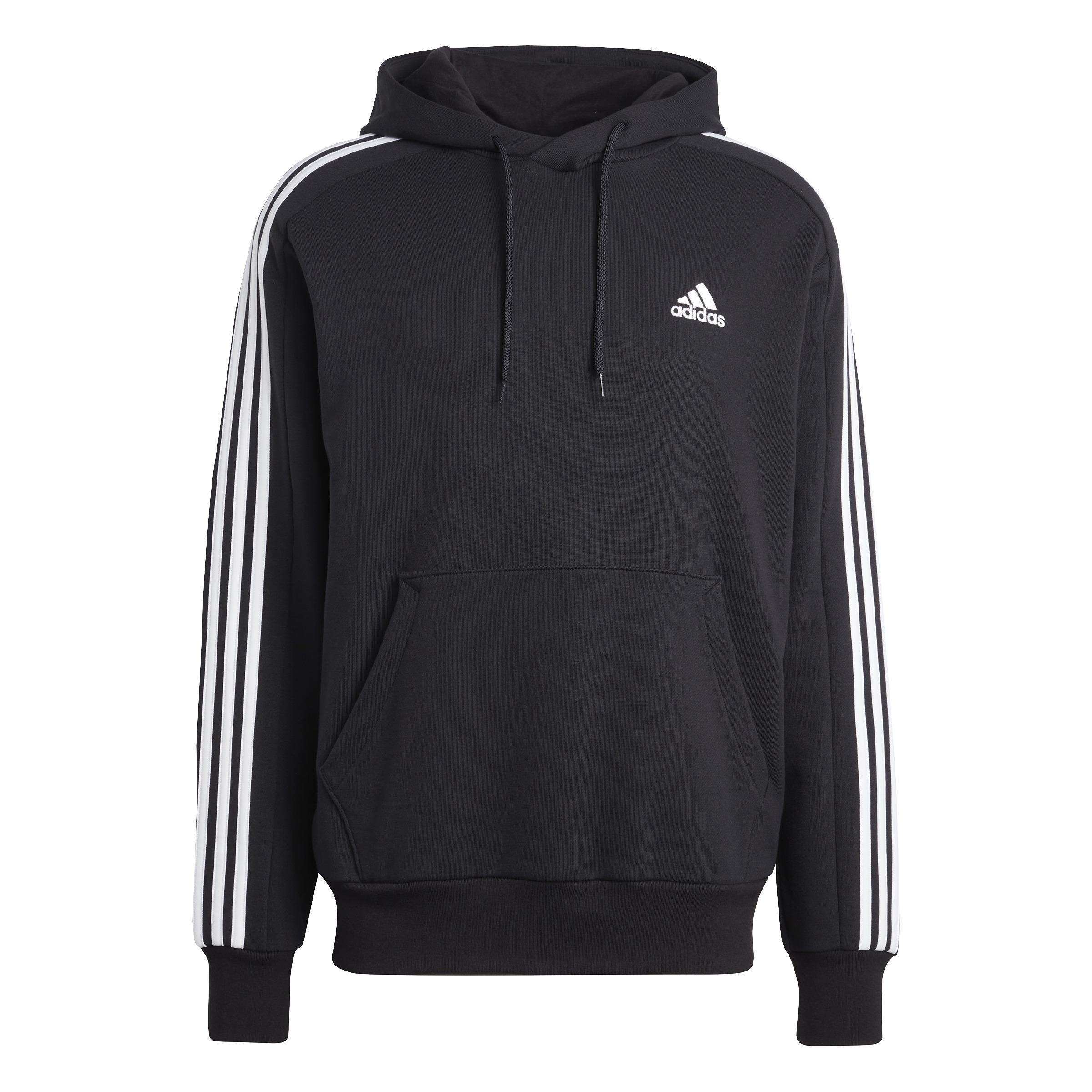 adidas - Men Essentials French Terry 3-Stripes Hoodie, Black