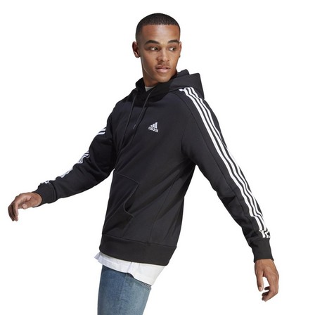 Men Essentials French Terry 3-Stripes Hoodie, Black, A701_ONE, large image number 11