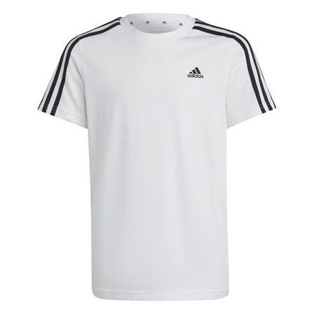 Unisex Junior Essentials 3-Stripes Cotton T-Shirt, White, A701_ONE, large image number 0