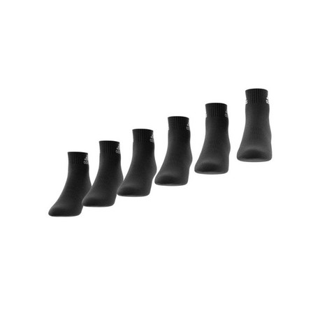 Unisex Cushioned Sportswear Ankle Socks, Set Of 6, Black, A701_ONE, large image number 1