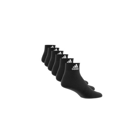 Unisex Cushioned Sportswear Ankle Socks, Set Of 6, Black, A701_ONE, large image number 2