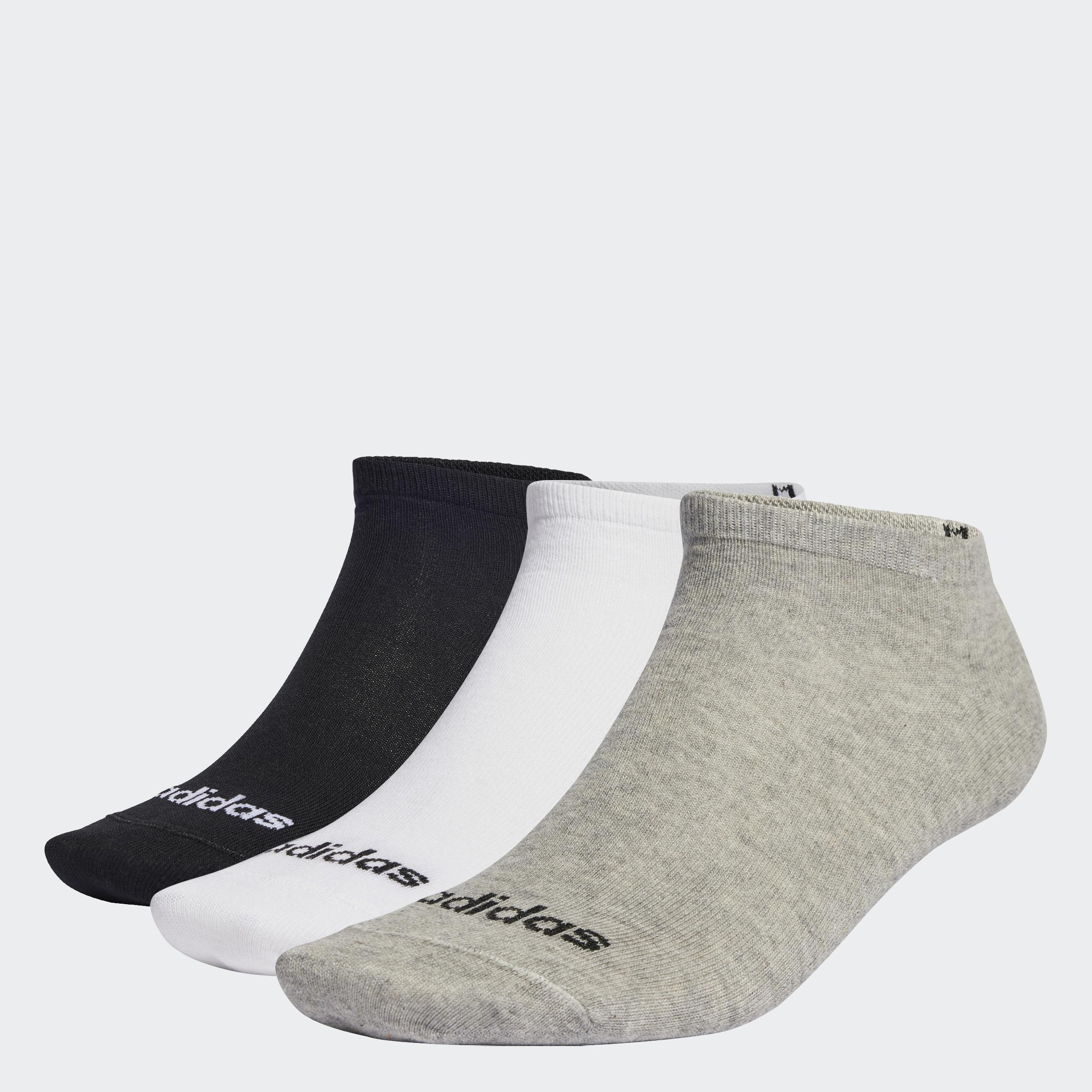 Unisex Thin Linear Low-Cut Socks - 3 Pairs, Grey, A701_ONE, medium