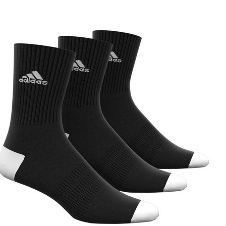 Unisex Cushioned Crew Socks 3 Pairs, Black, A701_ONE, large image number 0