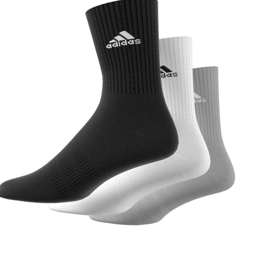 Unisex Cushioned Crew Socks 3 Pairs, Grey, A701_ONE, large image number 0