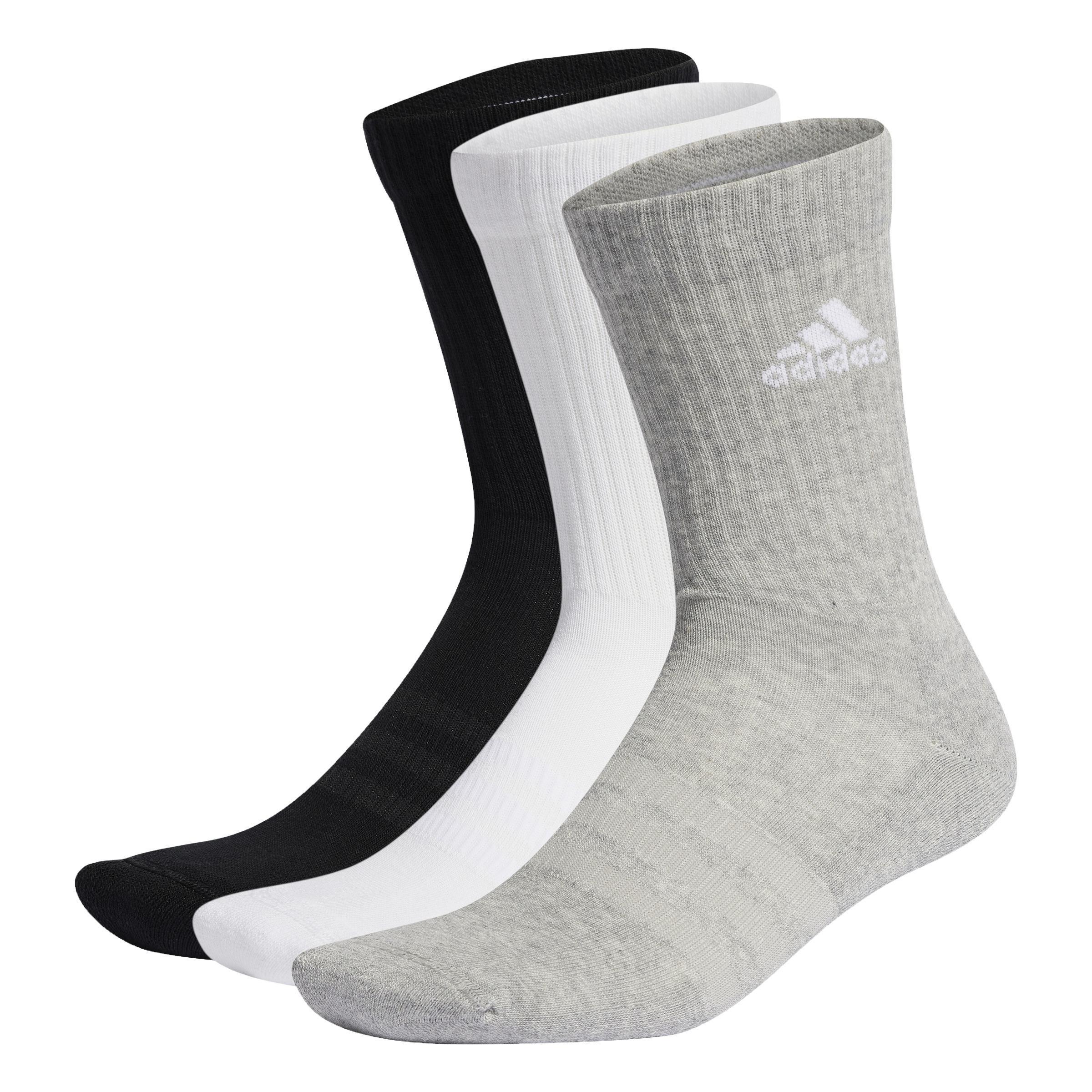 Unisex Cushioned Crew Socks 3 Pairs, Grey, A701_ONE, large image number 1