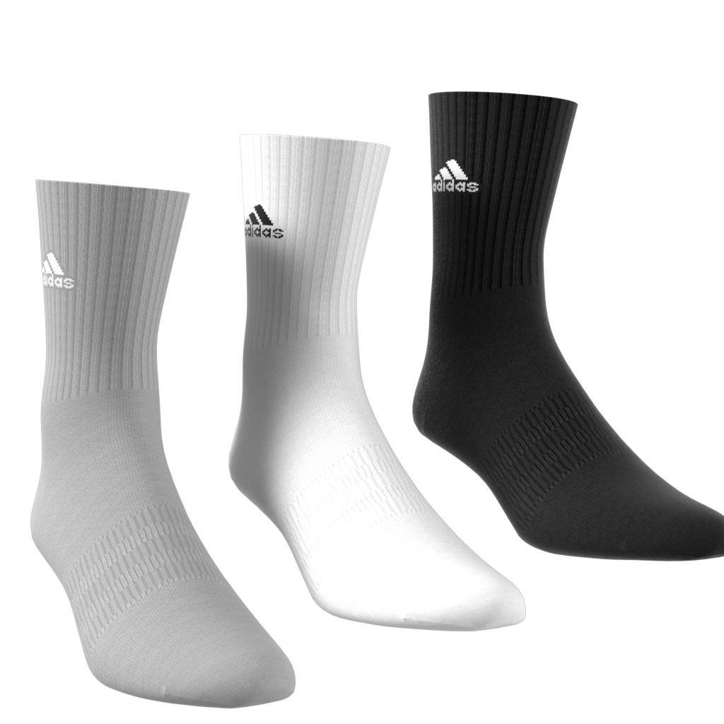 Unisex Cushioned Crew Socks 3 Pairs, Grey, , large image number 2
