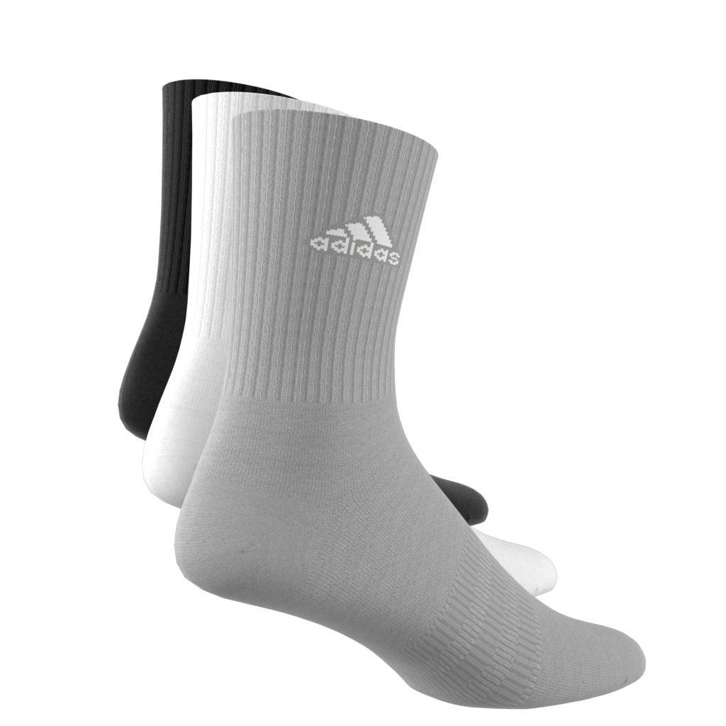 Unisex Cushioned Crew Socks 3 Pairs, Grey, , large image number 3