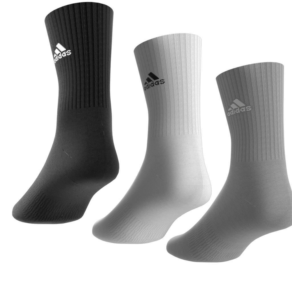 Unisex Cushioned Crew Socks 3 Pairs, Grey, A701_ONE, large image number 4