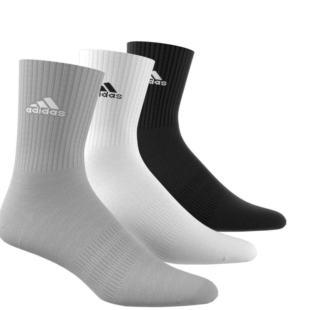 Unisex Cushioned Crew Socks 3 Pairs, Grey, , large image number 5