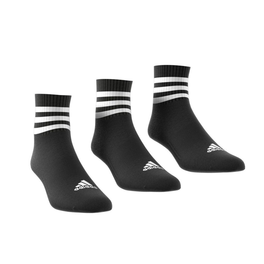 Unisex 3-Stripes Cushioned Sportswear Mid-Cut Socks 3 Pairs, Multicolour, A701_ONE, large image number 0