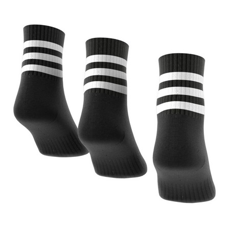Unisex 3-Stripes Mid-Cut Socks 3 Pairs, Black, A701_ONE, large image number 1