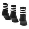 Unisex 3-Stripes Mid-Cut Socks 3 Pairs, Black, A701_ONE, thumbnail image number 1