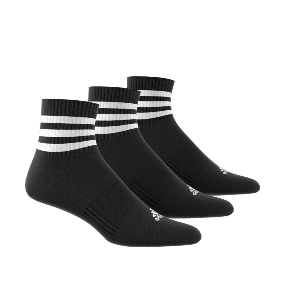 Unisex 3-Stripes Cushioned Sportswear Mid-Cut Socks 3 Pairs, Black, A701_ONE, large image number 3