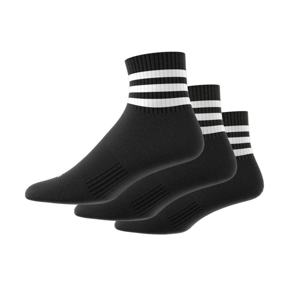 Unisex 3-Stripes Cushioned Sportswear Mid-Cut Socks 3 Pairs, Black, A701_ONE, large image number 6