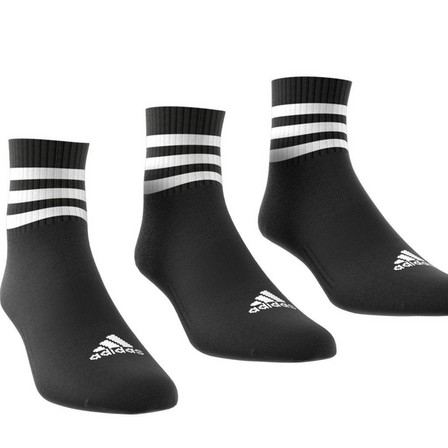 Unisex 3-Stripes Mid-Cut Socks 3 Pairs, Black, A701_ONE, large image number 7