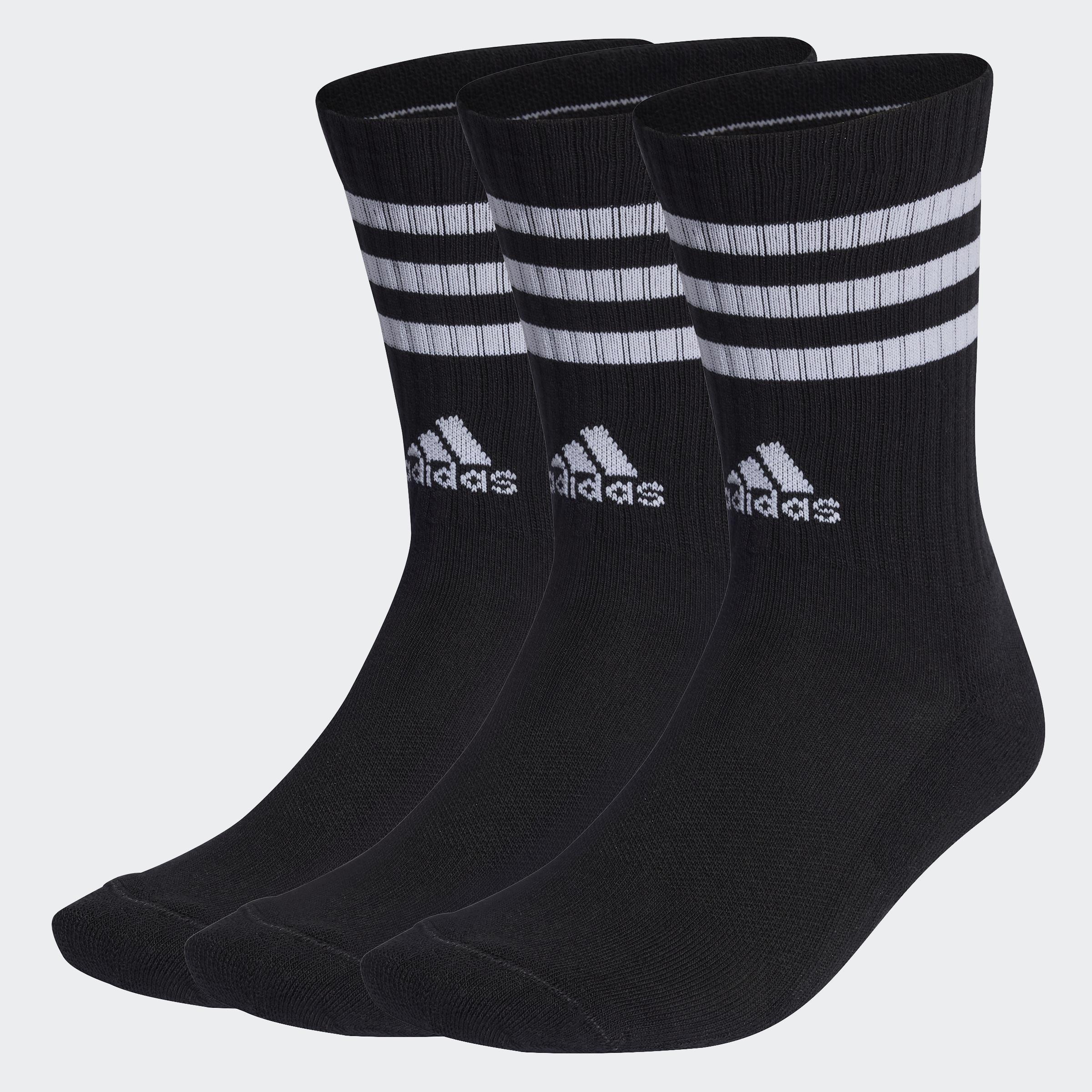 Unisex 3-Stripes Cushioned Crew Socks 3 Pairs, Multicolour, A701_ONE, large image number 0