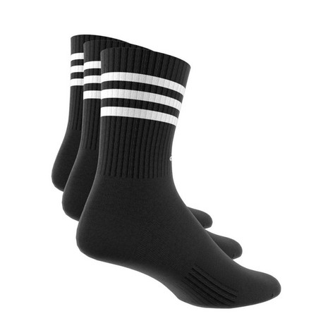 Unisex 3-Stripes Cushioned Crew Socks 3 Pairs, Black, A701_ONE, large image number 8