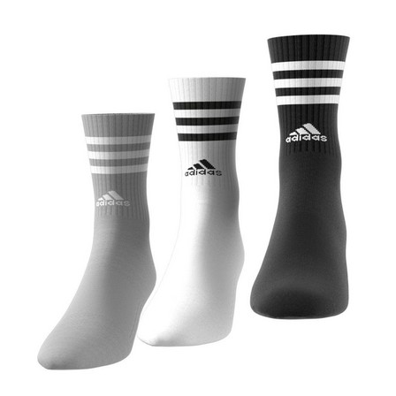 3-Stripes Cushioned Crew Socks 3 Pairs MGREYH/WHITE/BLACK/WHITE Unisex Adult, A701_ONE, large image number 1