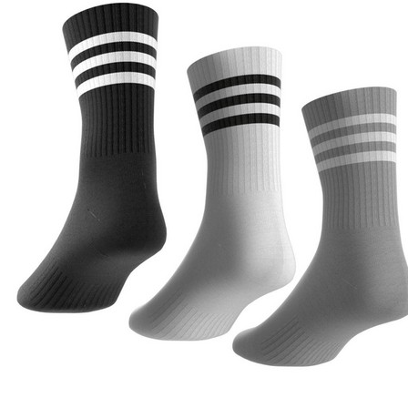3-Stripes Cushioned Crew Socks 3 Pairs MGREYH/WHITE/BLACK/WHITE Unisex Adult, A701_ONE, large image number 4