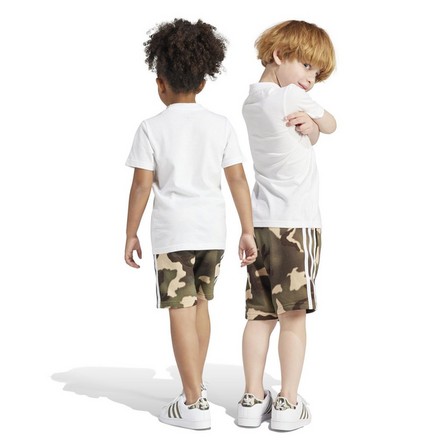Kids Unisex Camo Shorts And Tee Set, White, A701_ONE, large image number 2