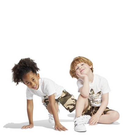 Kids Unisex Camo Shorts And Tee Set, White, A701_ONE, large image number 7