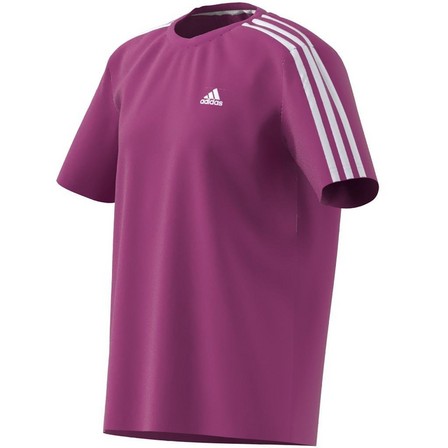 Kids Girls Essentials 3-Stripes Boyfriend T-Shirt, Pink, A701_ONE, large image number 11