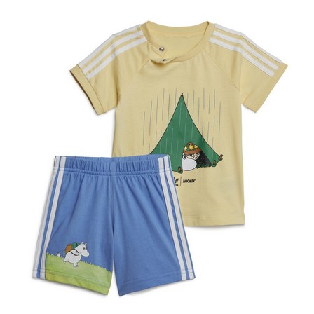 Unisex Kids Adidas Originals X Moomin Shorts And Tee Set, Yellow, A701_ONE, large image number 1