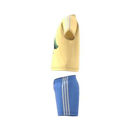 Unisex Kids Adidas Originals X Moomin Shorts And Tee Set, Yellow, A701_ONE, large image number 5