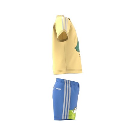 Unisex Kids Adidas Originals X Moomin Shorts And Tee Set, Yellow, A701_ONE, large image number 6