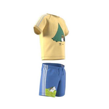 Unisex Kids Adidas Originals X Moomin Shorts And Tee Set, Yellow, A701_ONE, large image number 8