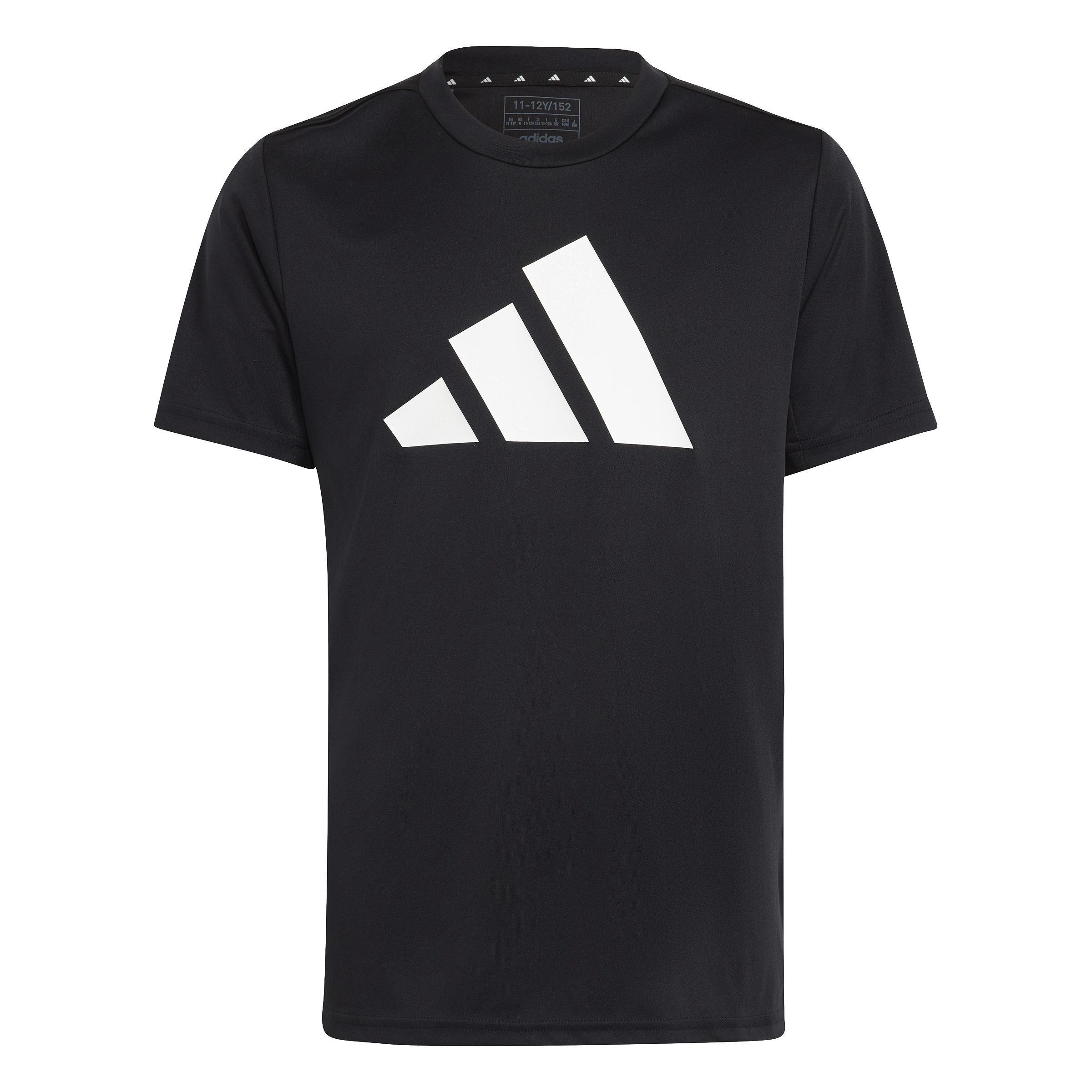 Unisex Kids Train Essentials Aeroready Logo T-Shirt, Black, A701_ONE, large image number 0