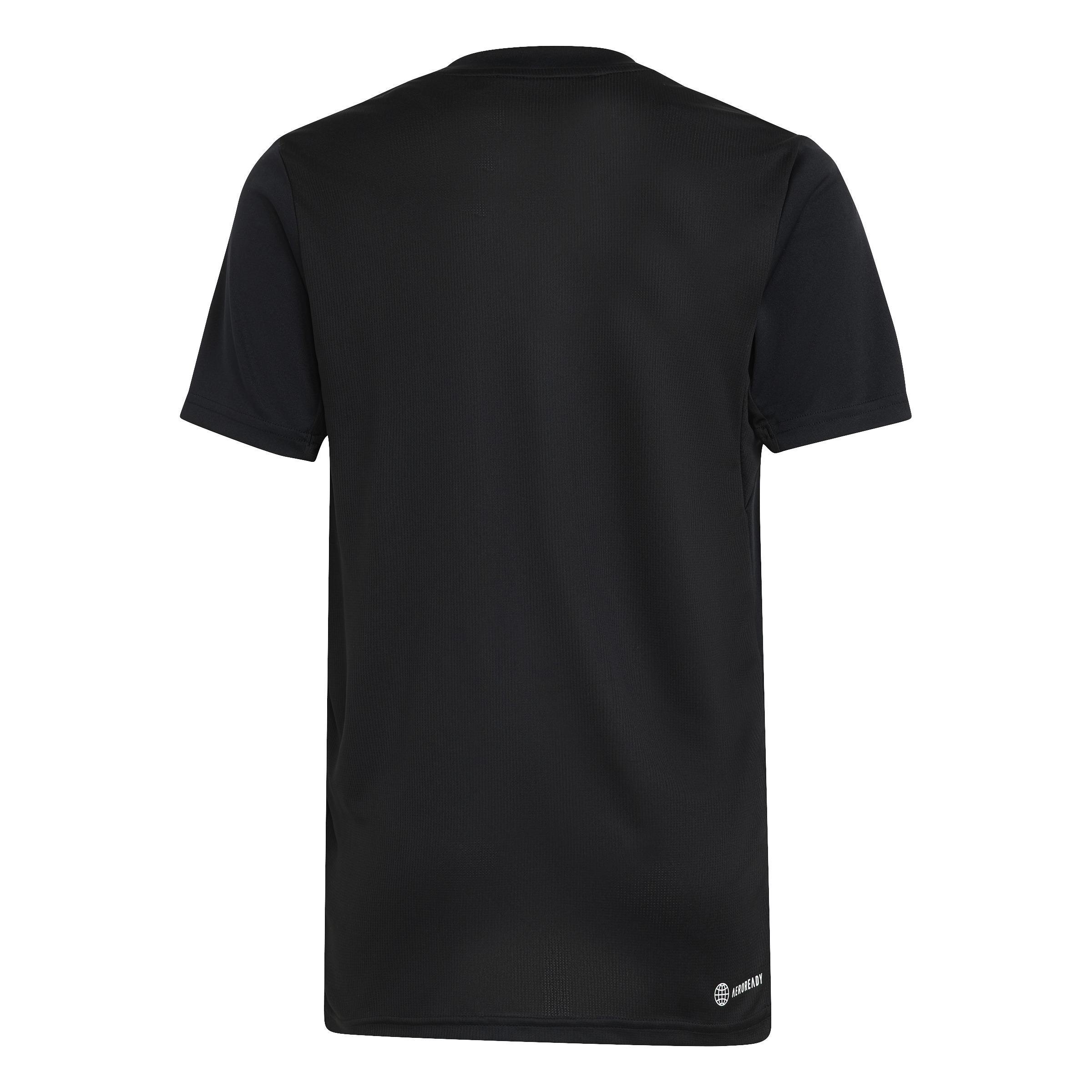 Unisex Kids Train Essentials Aeroready Logo T-Shirt, Black, A701_ONE, large image number 3