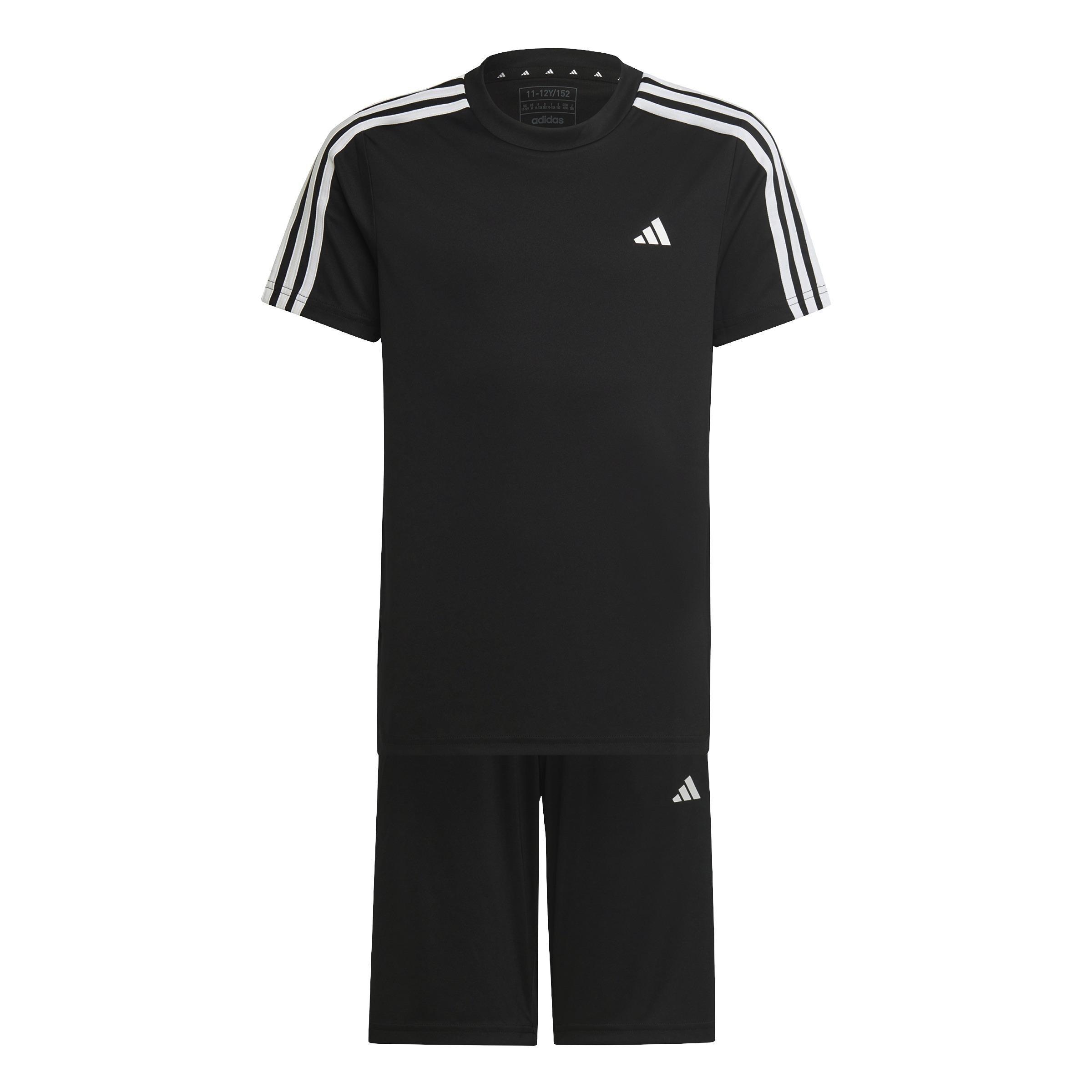 Kids Unisex Train Essentials Aeroready 3-Stripes Regular-Fit Training Set, Black, A701_ONE, large image number 0