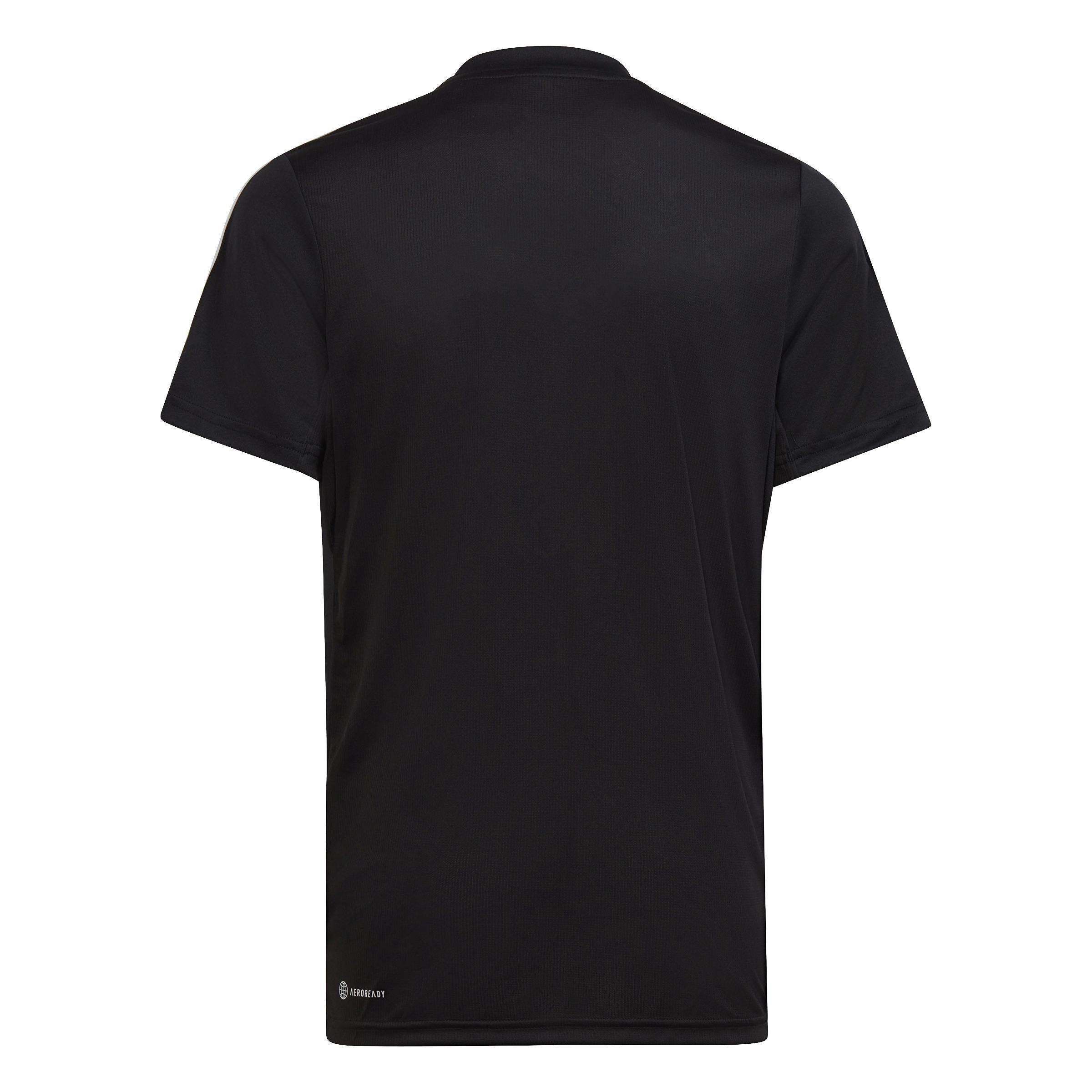 Unisex Train Essentials Aeroready 3-Stripes Regular-Fit T-Shirt, Black, A701_ONE, large image number 2