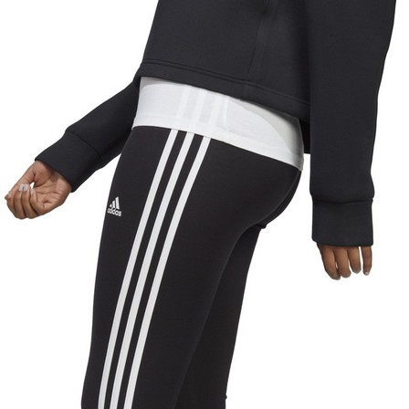 Women Essentials 3-Stripes High-Waisted Single Jersey Leggings, Black, A701_ONE, large image number 4