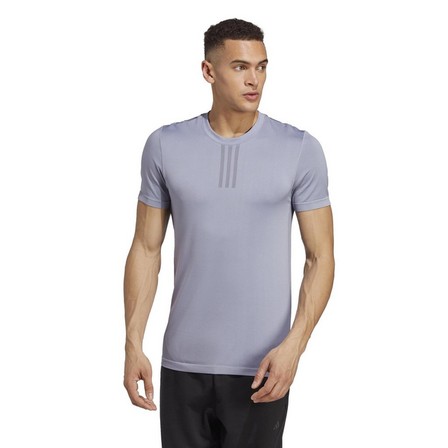 Men Aeroknit Yoga Base Seamless Training T-Shirt, Grey, A701_ONE, large image number 0