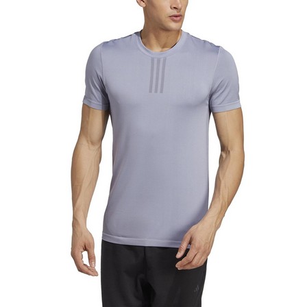Men Aeroknit Yoga Base Seamless Training T-Shirt, Grey, A701_ONE, large image number 4