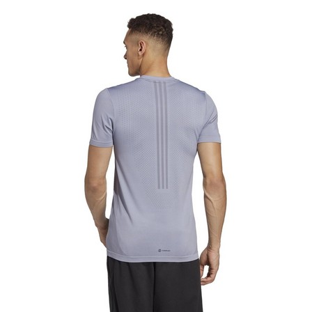 Men Aeroknit Yoga Base Seamless Training T-Shirt, Grey, A701_ONE, large image number 5