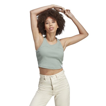 Women Lounge Rib Tank Top, Green, A701_ONE, large image number 1