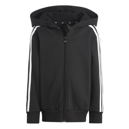 Kids Unisex Essentials 3-Stripes Zip Hooded Jacket, Black, A701_ONE, large image number 1