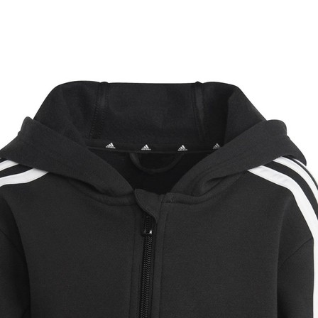 Kids Unisex Essentials 3-Stripes Zip Hooded Jacket, Black, A701_ONE, large image number 4