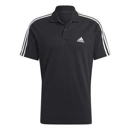 Men Essentials Pique Embroidered 3-Stripes Polo Shirt, Black, A701_ONE, large image number 1