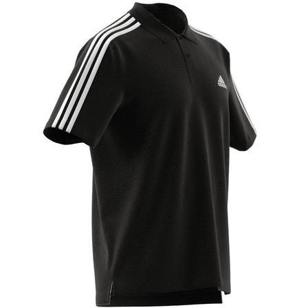 Men Essentials Pique Embroidered 3-Stripes Polo Shirt, Black, A701_ONE, large image number 10