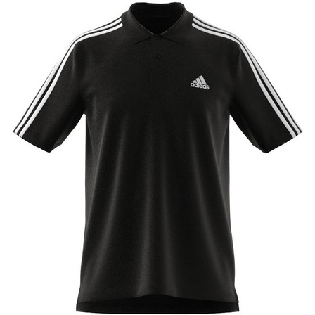 Men Essentials Pique Embroidered 3-Stripes Polo Shirt, Black, A701_ONE, large image number 17