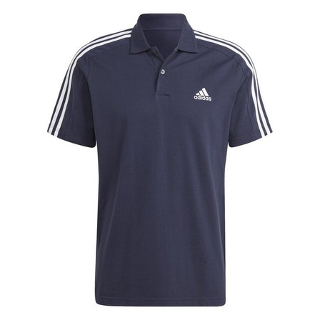 Essentials Piqu?� Embroidered Small Logo 3-Stripes Polo Shirt legend ink Male Adult, A701_ONE, large image number 2