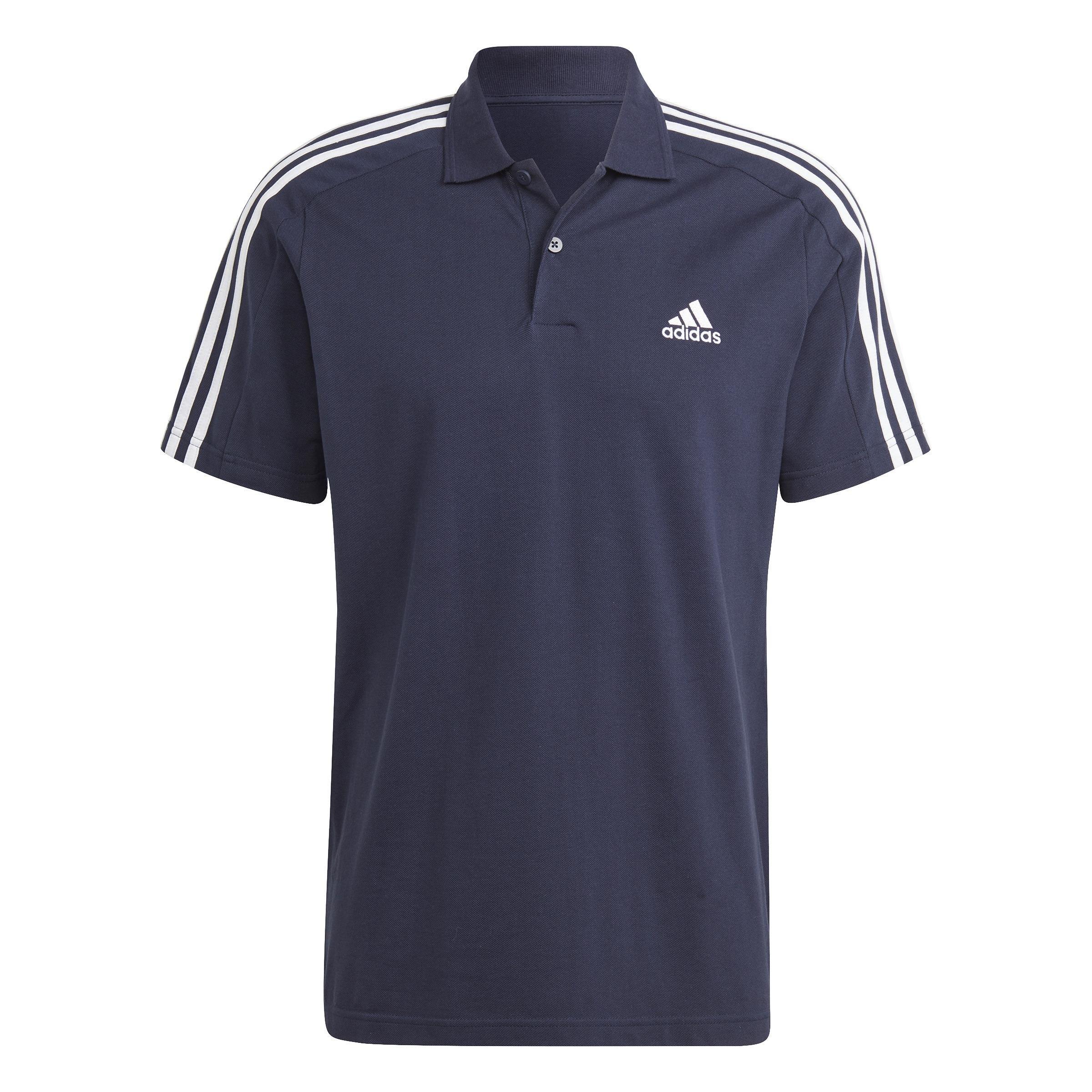 adidas - Essentials Piqu?� Embroidered Small Logo 3-Stripes Polo Shirt legend ink Male Adult