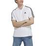 Men Essentials Pique Embroidered Small Logo 3-Stripes Polo Shirt, White, A701_ONE, thumbnail image number 0