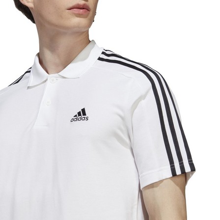 Men Essentials Pique Embroidered Small Logo 3-Stripes Polo Shirt, White, A701_ONE, large image number 5