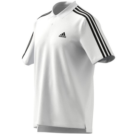Men Essentials Pique Embroidered Small Logo 3-Stripes Polo Shirt, White, A701_ONE, large image number 7